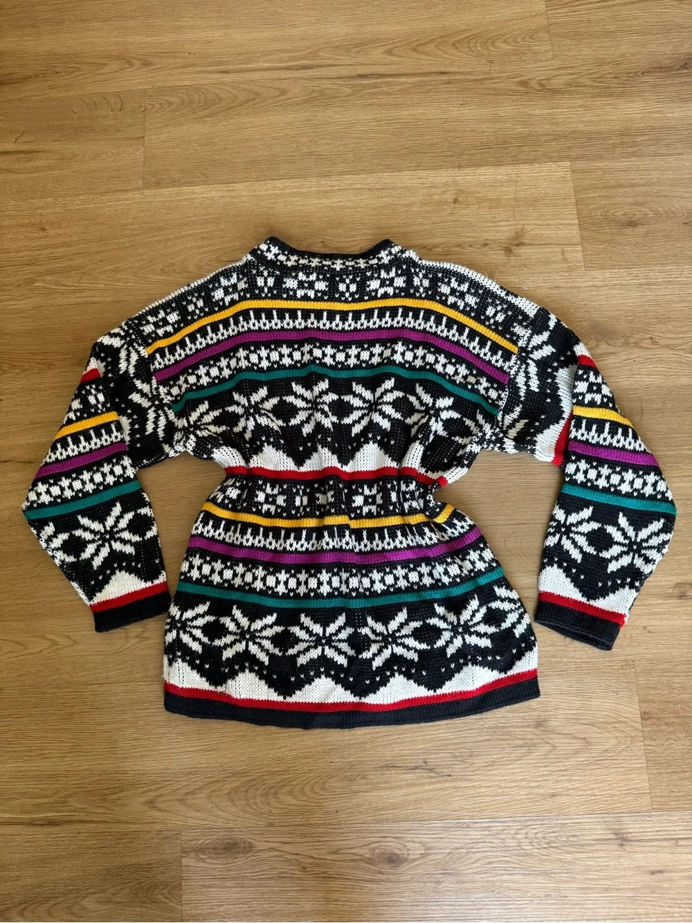 Vintage 90s Reference Point Multi-colored Geometric Snowflake Sweater Size Large